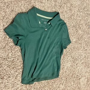 Green collared crop top